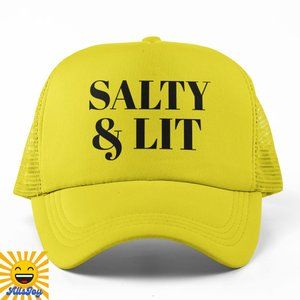 SALTY & LIT Foam Trucker Hat Snapback Cap Yellow